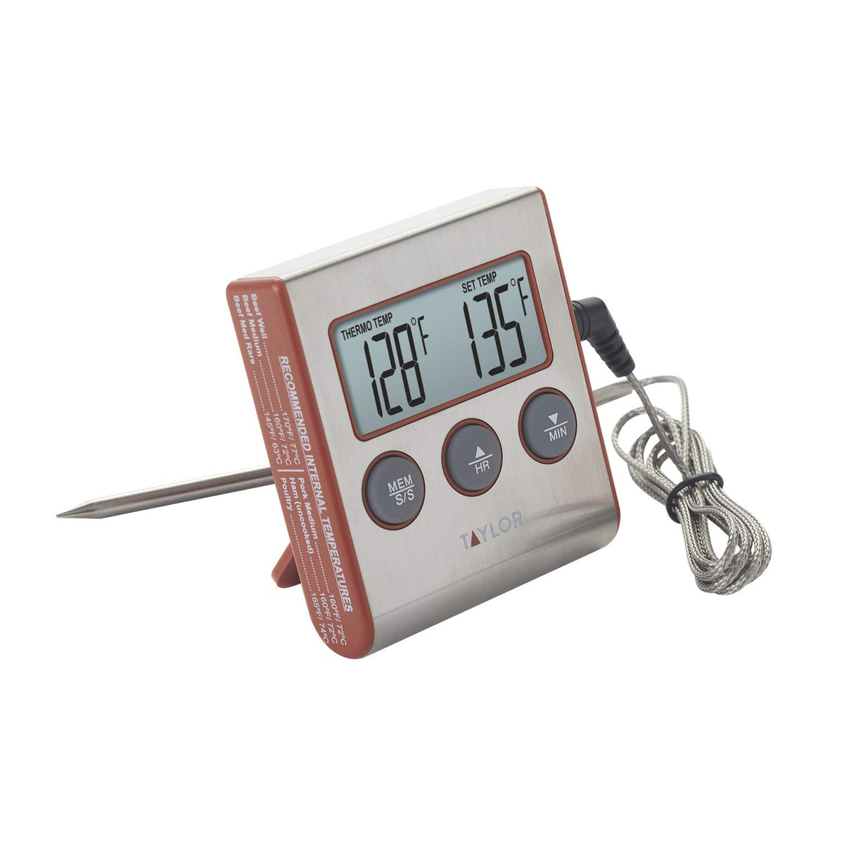 Taylor four-foot cord thermometer enables in-oven monitoring without opening the door