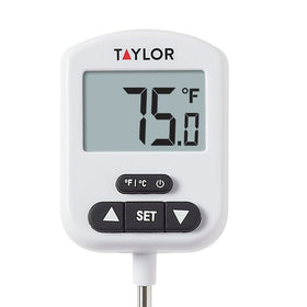 Taylor thermometer in use with green light signaling target heat.