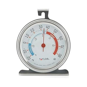 Taylor large-dial thermometer front shows easy-to-read fridge temps for safer storage