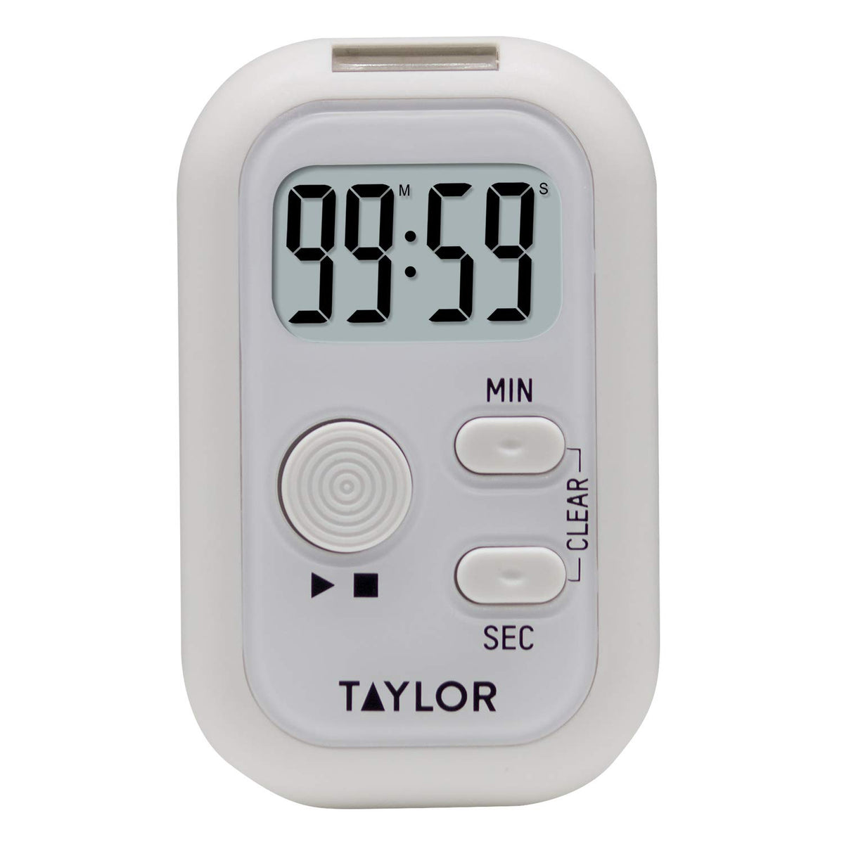 Taylor Multi-Alert timer fold-out stand offers versatile viewing on any surface.