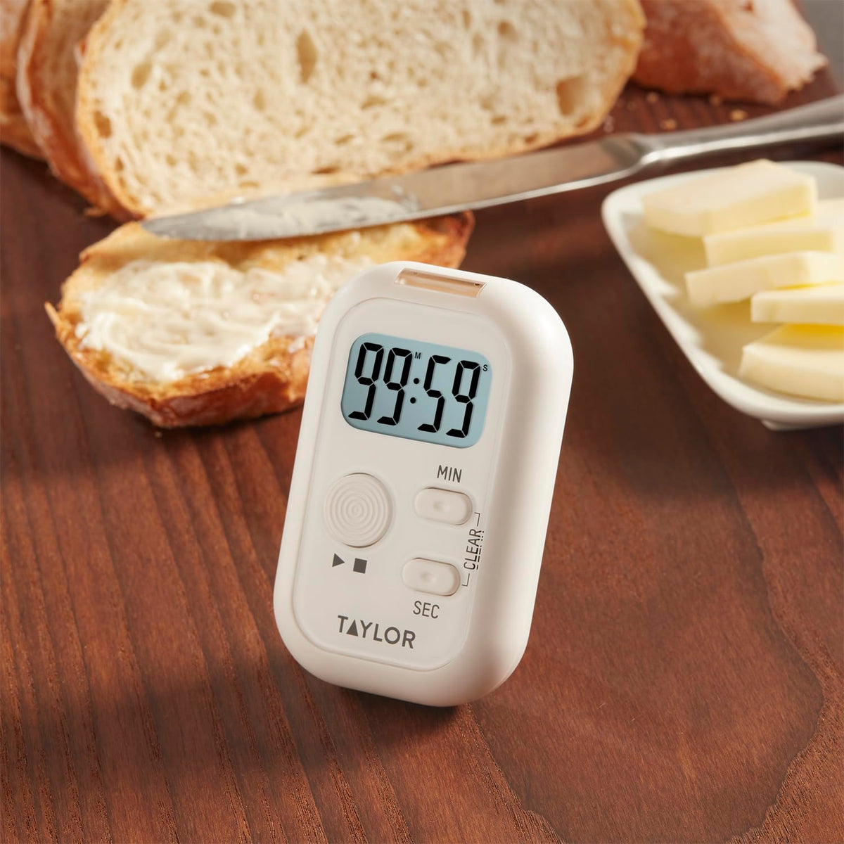 Taylor Multi-Alert timer magnetic back sticks to appliances for convenient placement.
