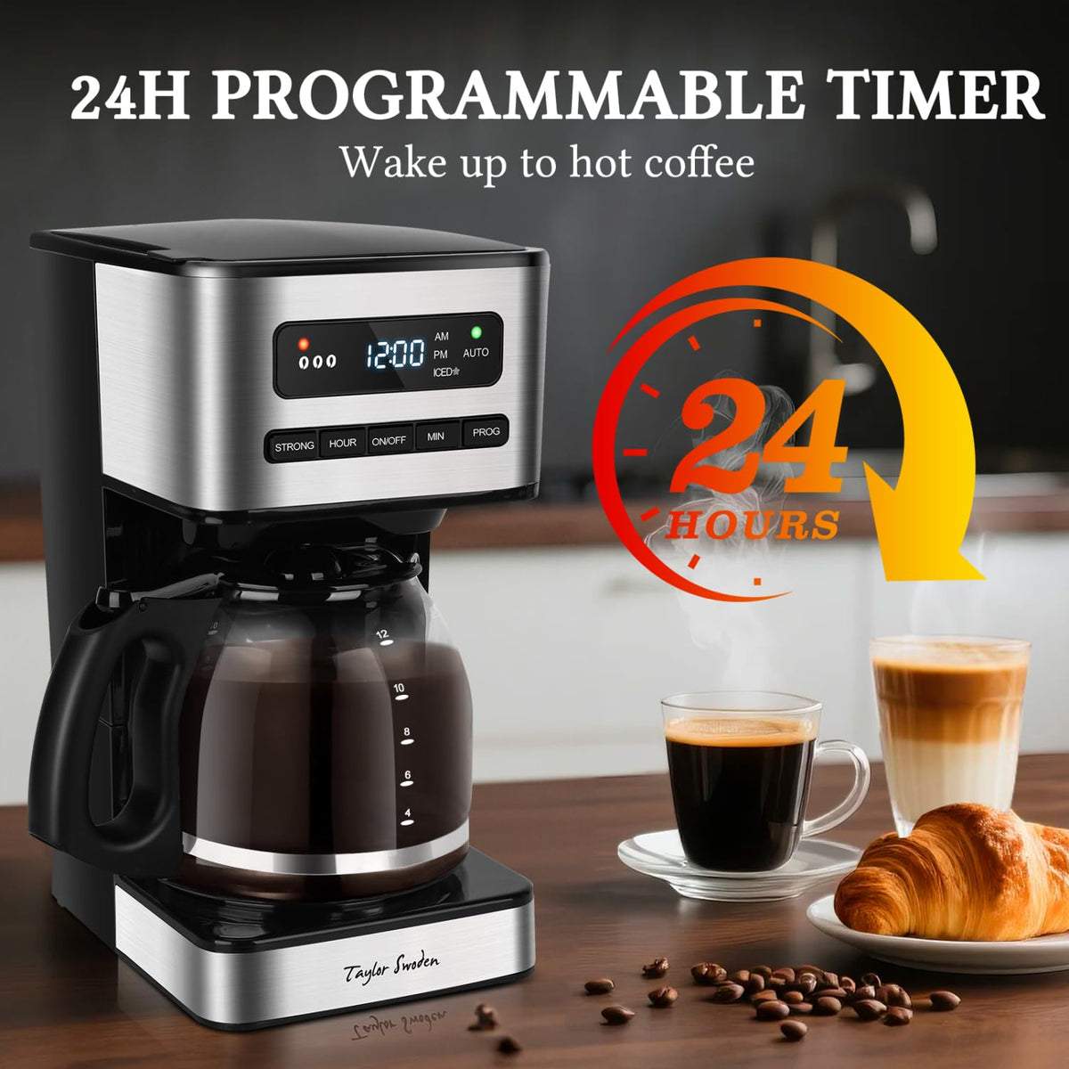 Taylor Swoden 12-cup coffee maker ideal for family mornings