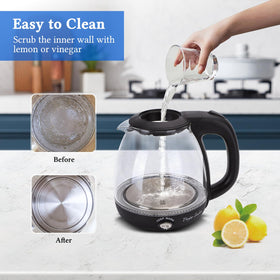 Taylor Swoden glass body shows boiling water and tea brewing clearly