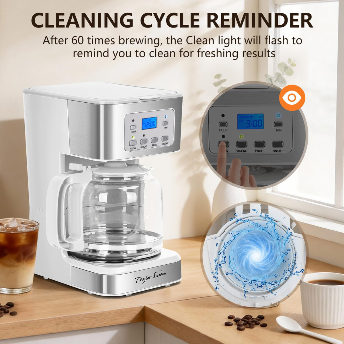 Taylor Swoden two hour auto shutoff keeps coffee warm safely.