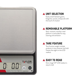 Taylor TE10FT tare and hold features simplify ingredient prep