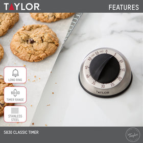 Taylor timer in a kitchen setting, ready for baking and cooking tasks.