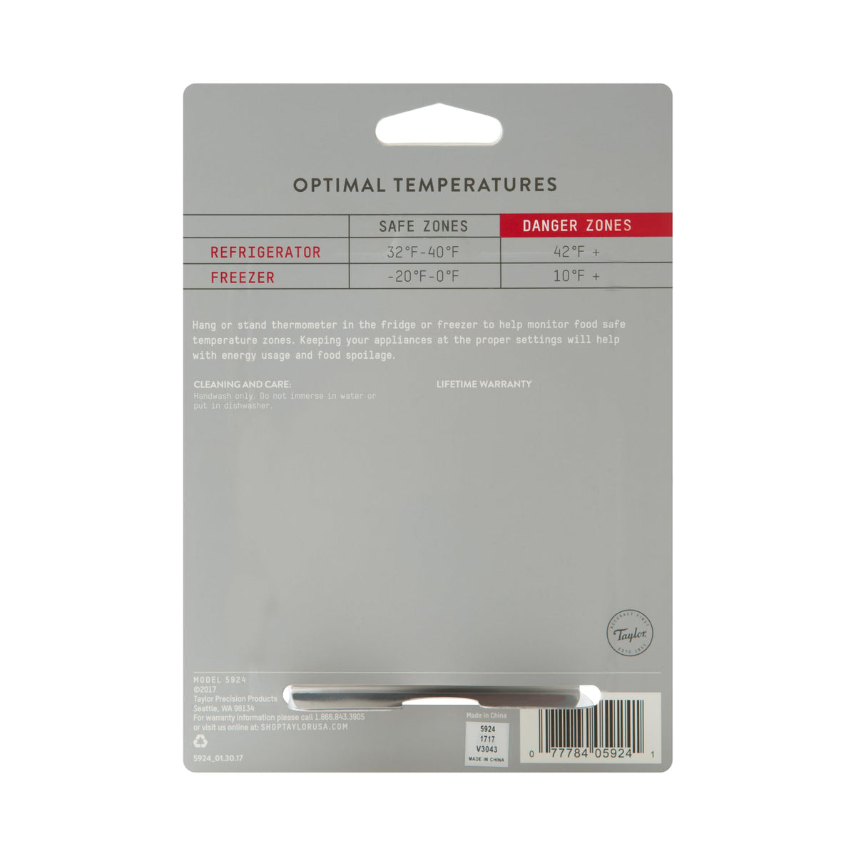 Taylor 5924 helps monitor fridge and freezer temperatures accurately
