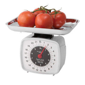 Taylor Analog Kitchen Scale handles heavier ingredients with a sturdy design.