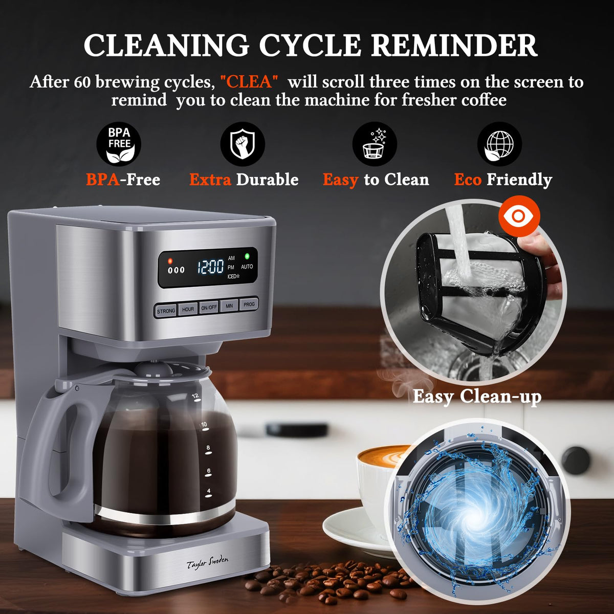 Taylor Swoden keep-warm and auto-shutoff for safe, prolonged warmth.
