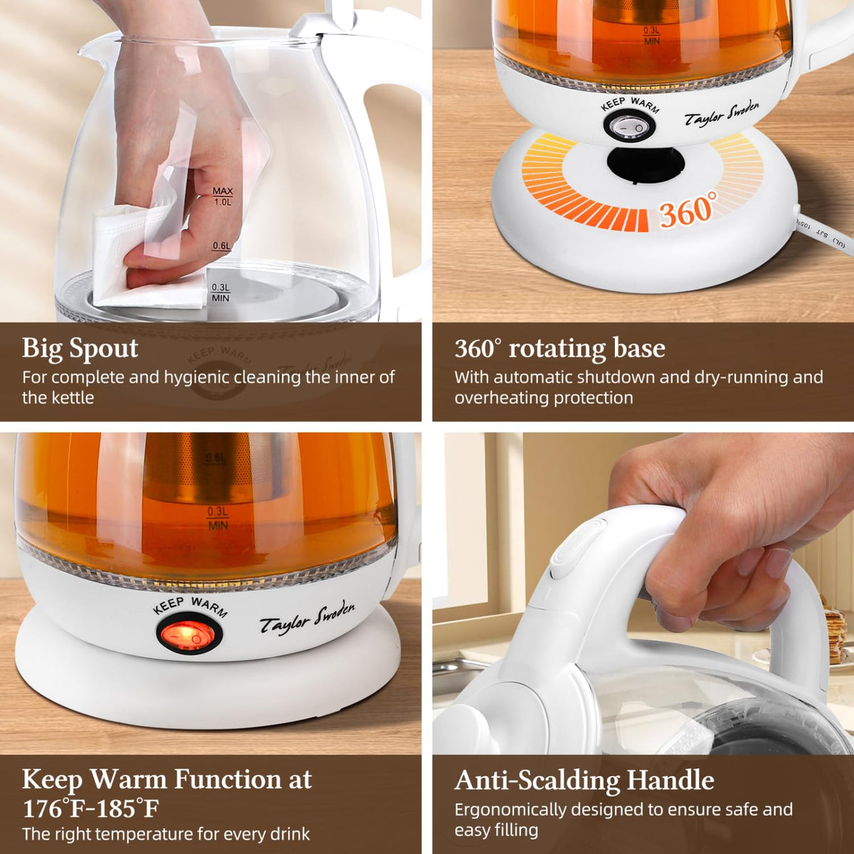 Taylor Swoden auto shut-off and boil-dry protection for safety