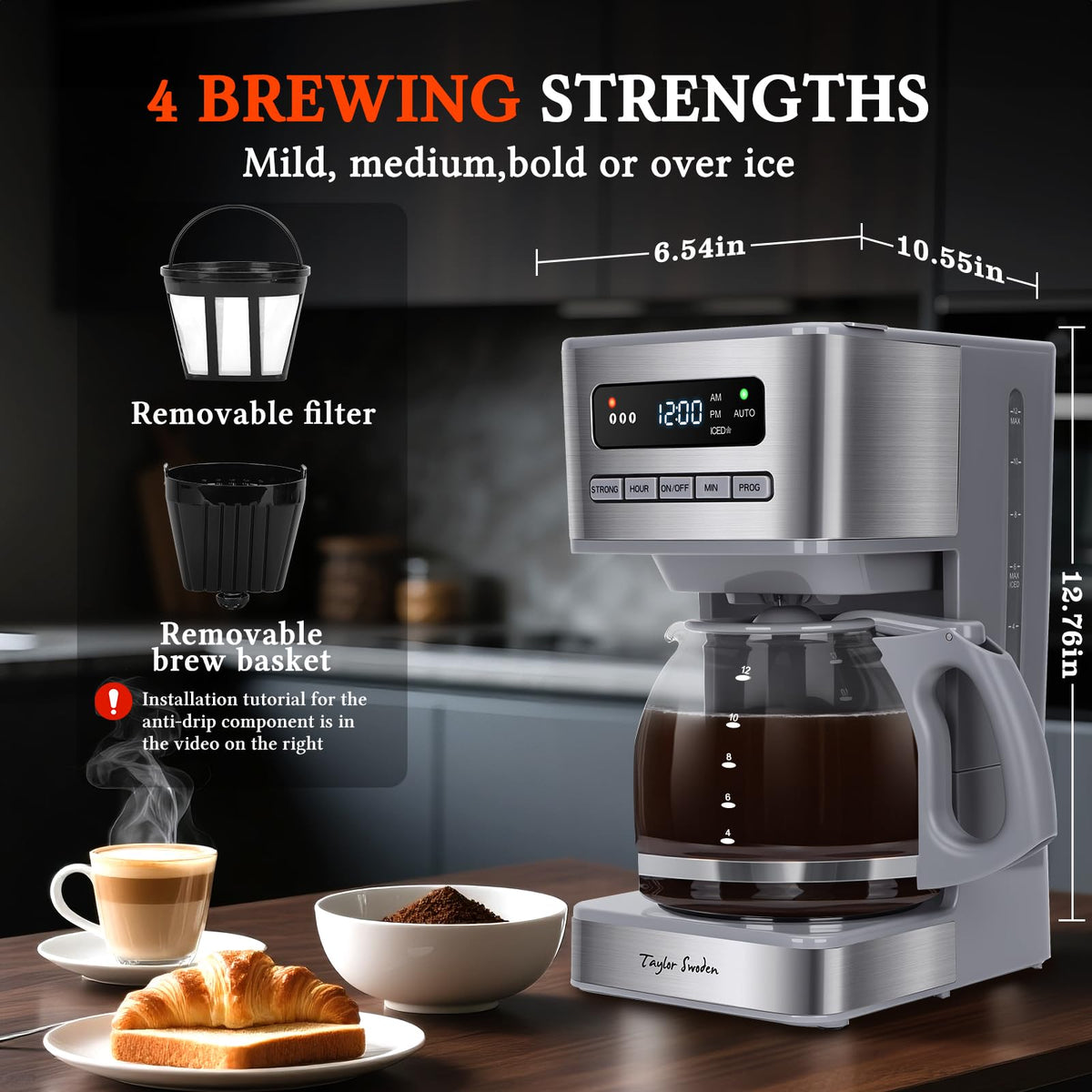 Taylor Swoden self-clean function for fresher tasting coffee.