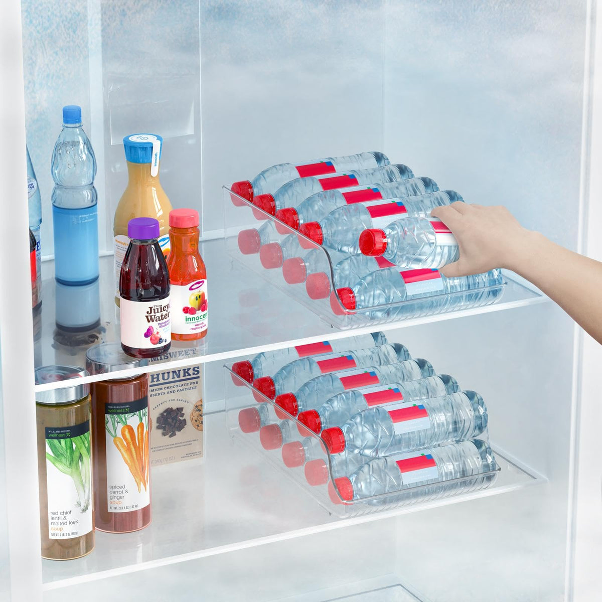 Tayuoo anti-slip bottle rack with raised ends prevents rolling and spills.