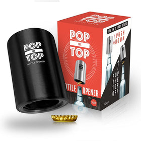 TaZa Pop-the-Top bottle opener on a table for fast, hands-free cap removal.