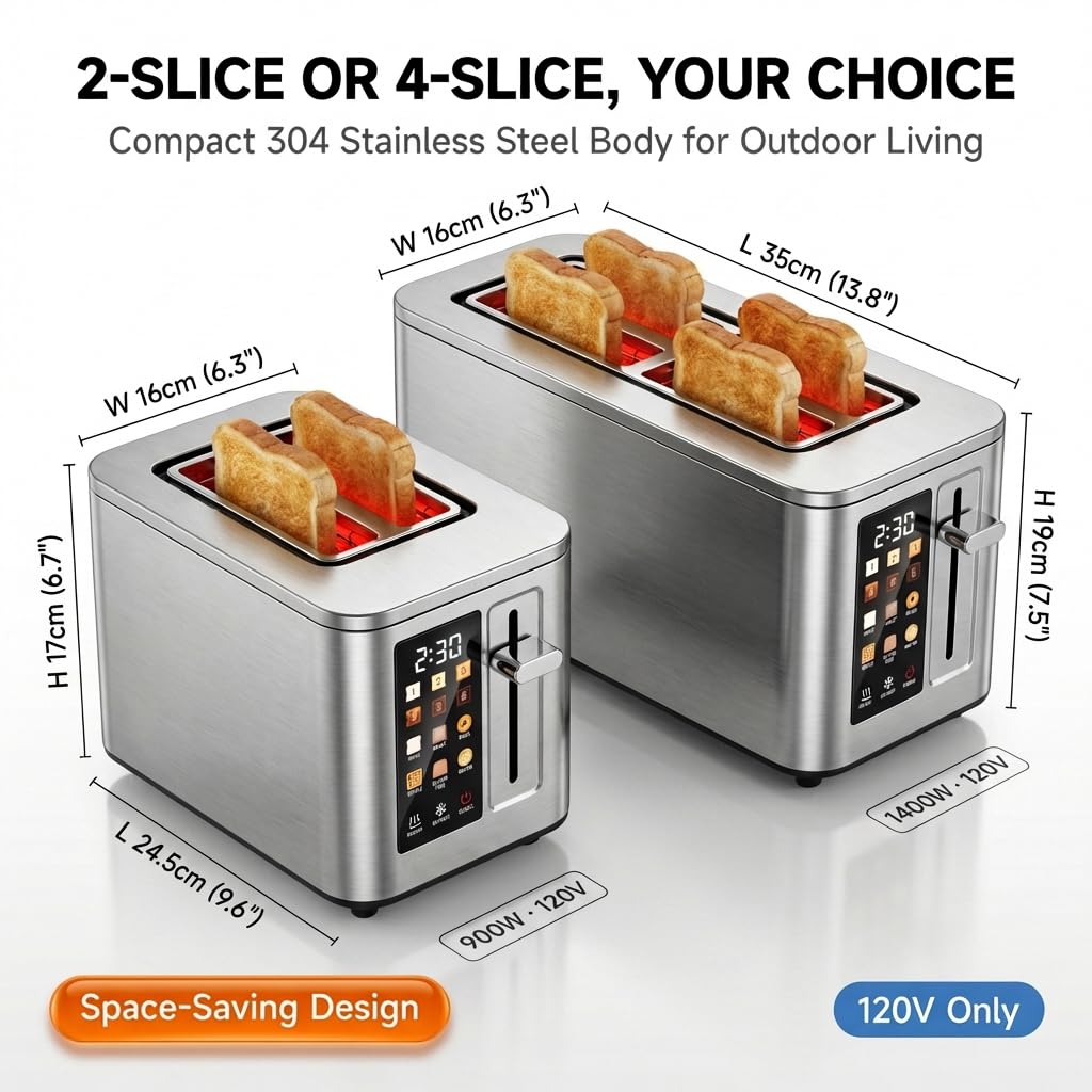 TAZTIR defrost and reheat functions with cancel option for flexible toasting.