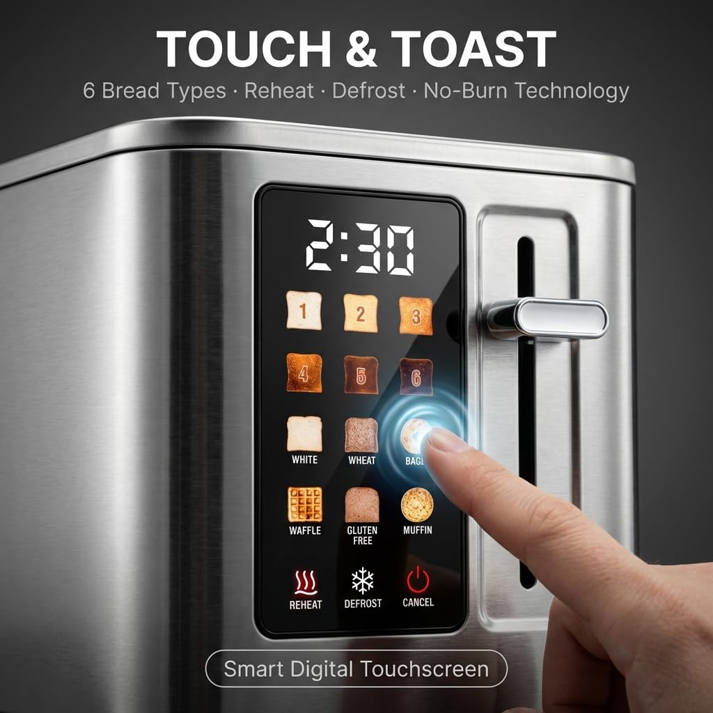 TAZTIR removable crumb tray simplifies cleaning after toasting.