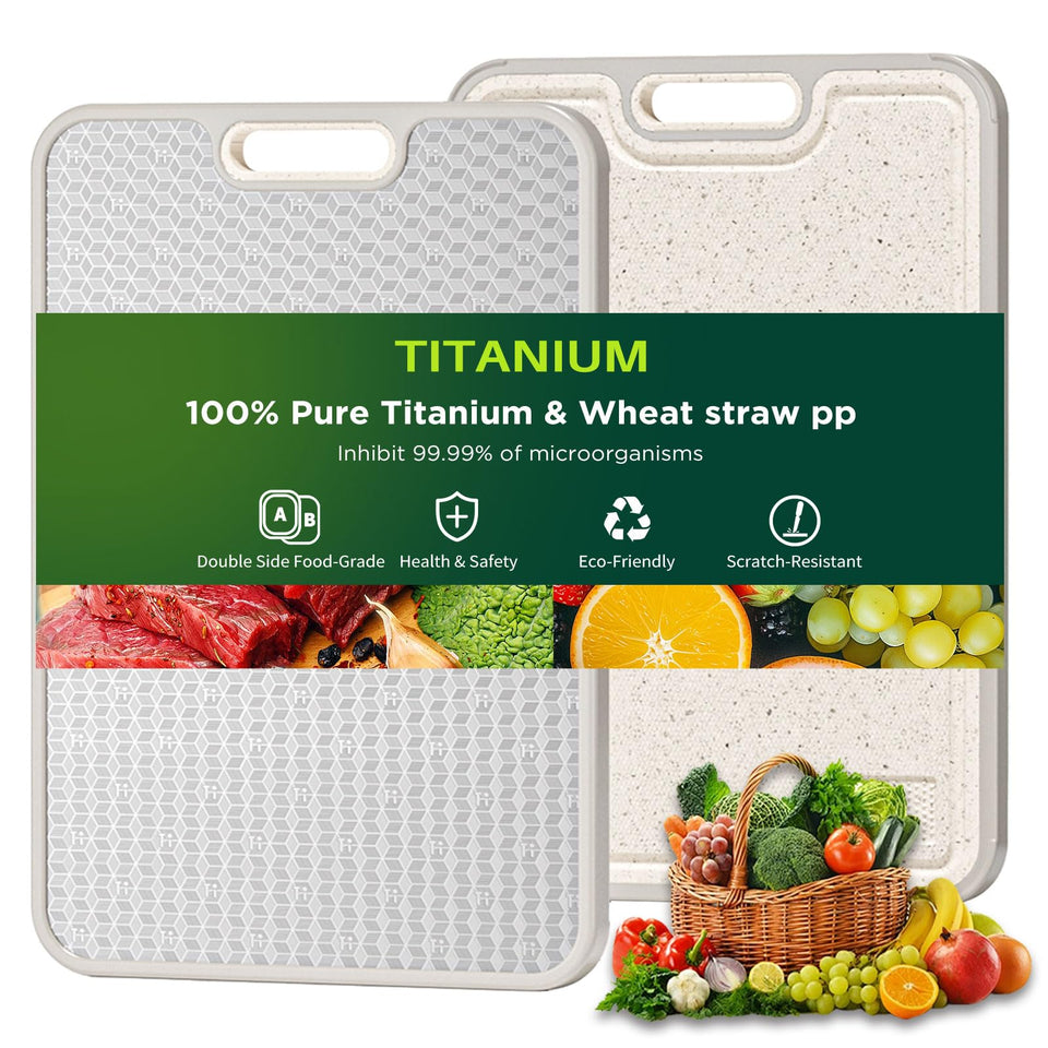 TBFWiCO Titanium Cutting Board with dual surface for meat and produce.