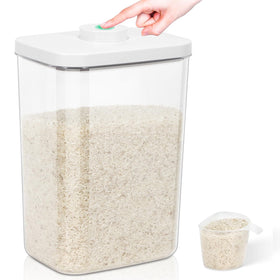 TBMax 6 Qt airtight container for rice with a clear view and freshness seal.