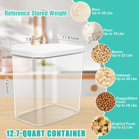 TBMax flour bin includes measuring cup for quick portions.