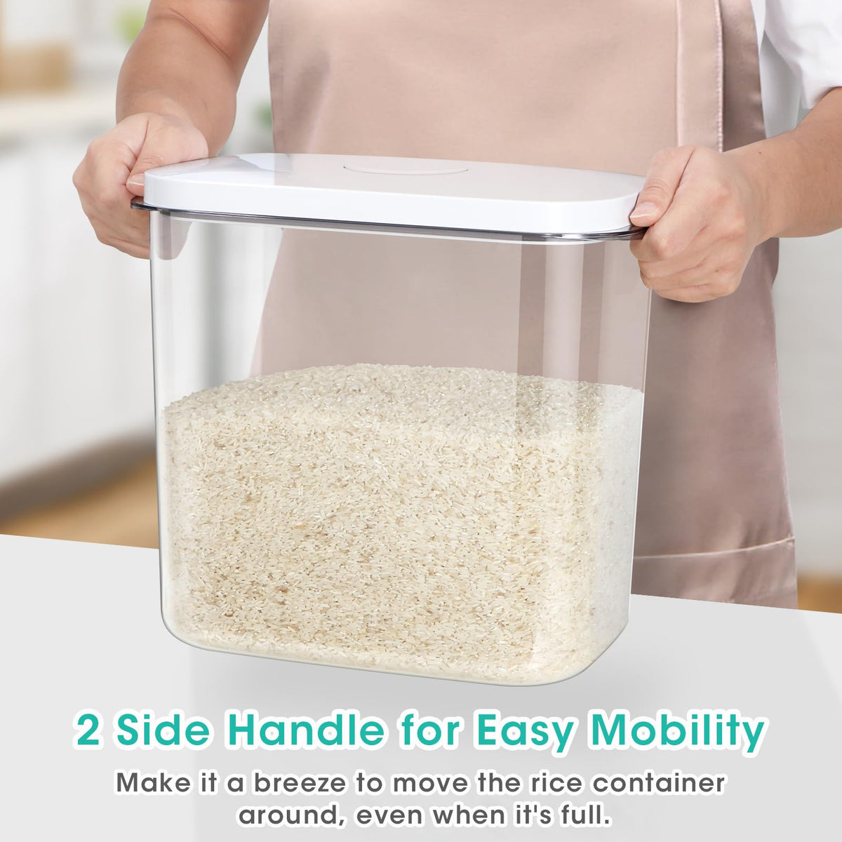 TBMax flour storage bin wide mouth for easy scooping and measuring.