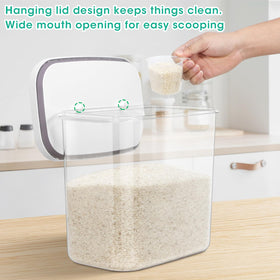 TBMax rice container with airtight lid keeps ingredients fresh.