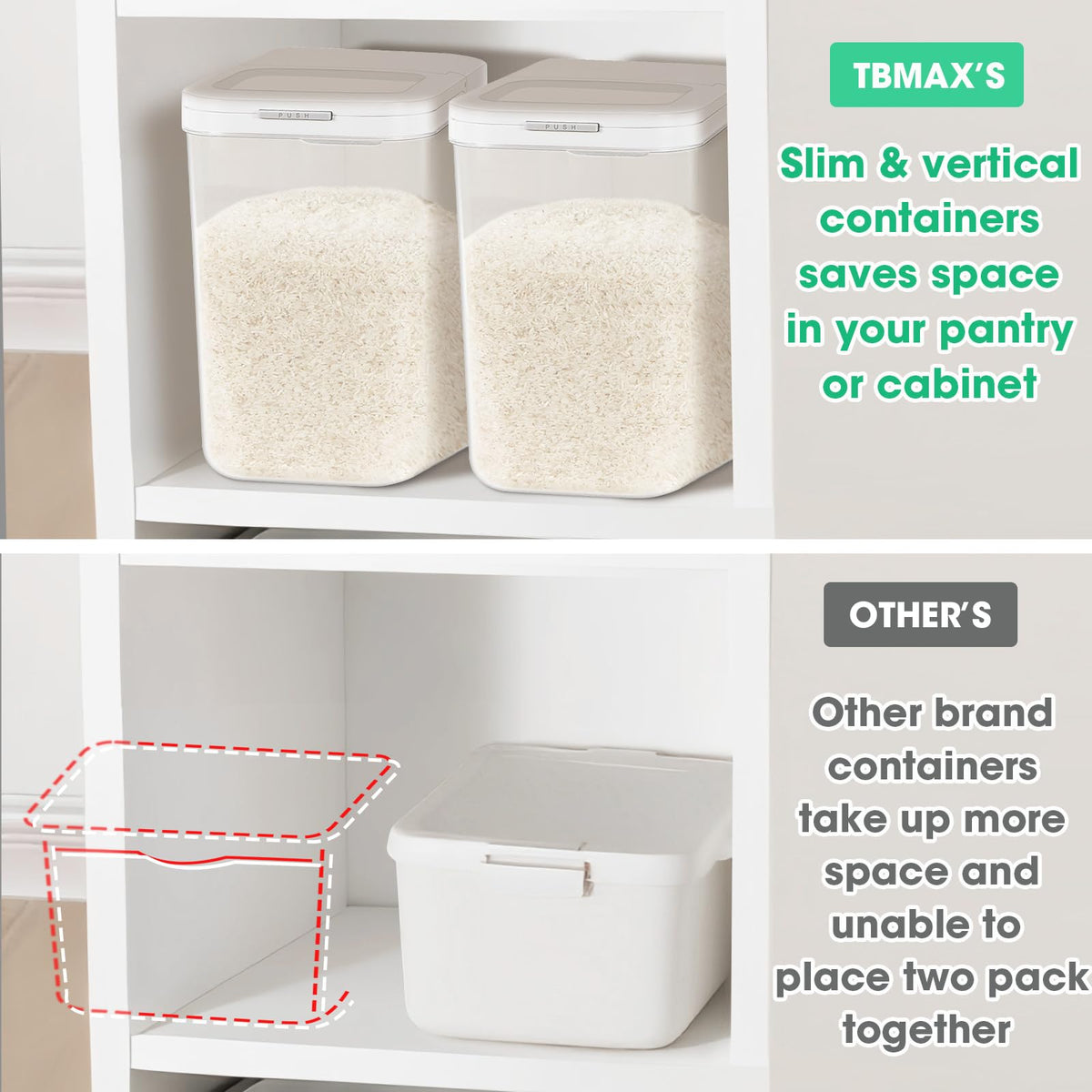 TBMax built-in measuring cup simplifies portioning for recipes.