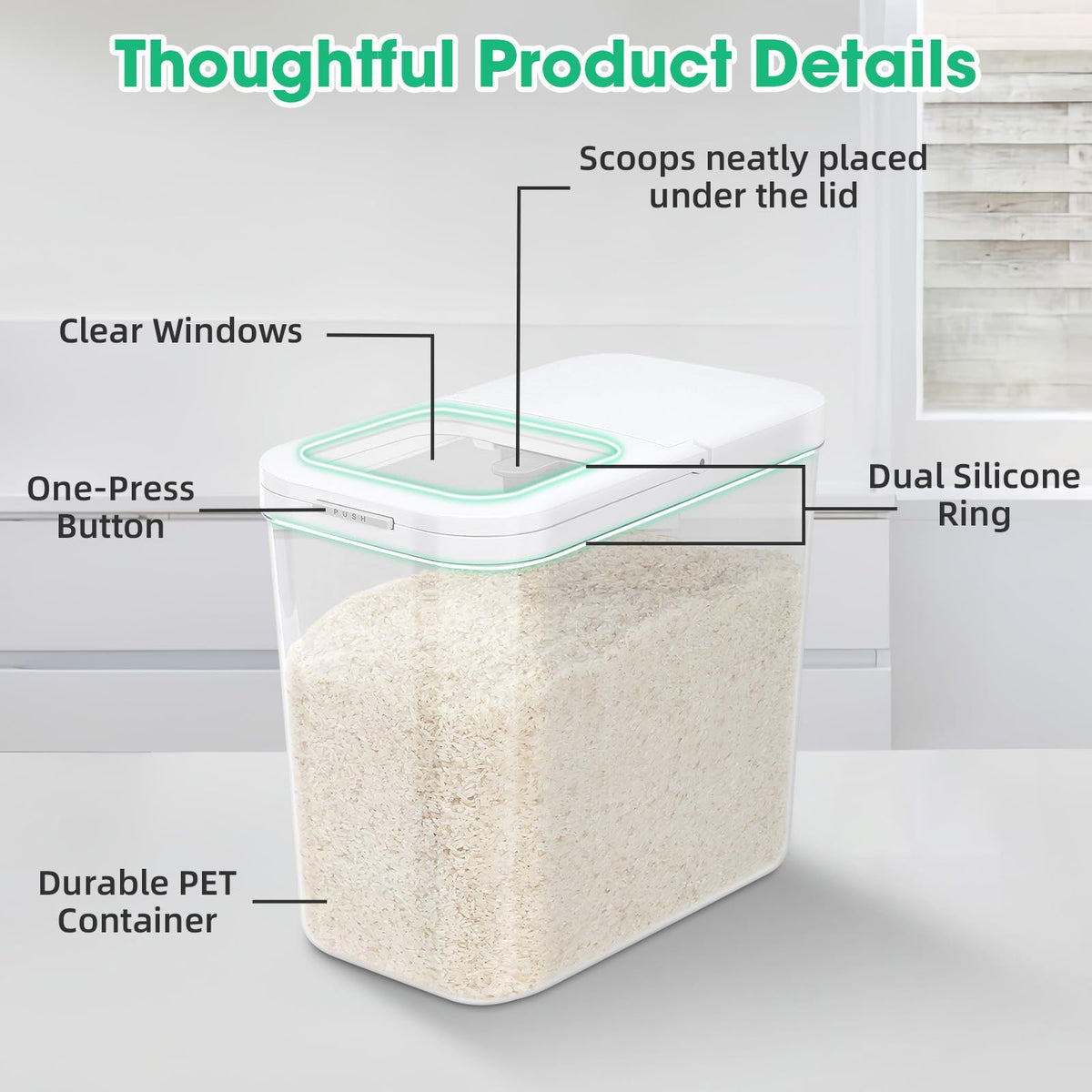 TBMax narrow tall profile fits tight pantry spaces and on countertops.