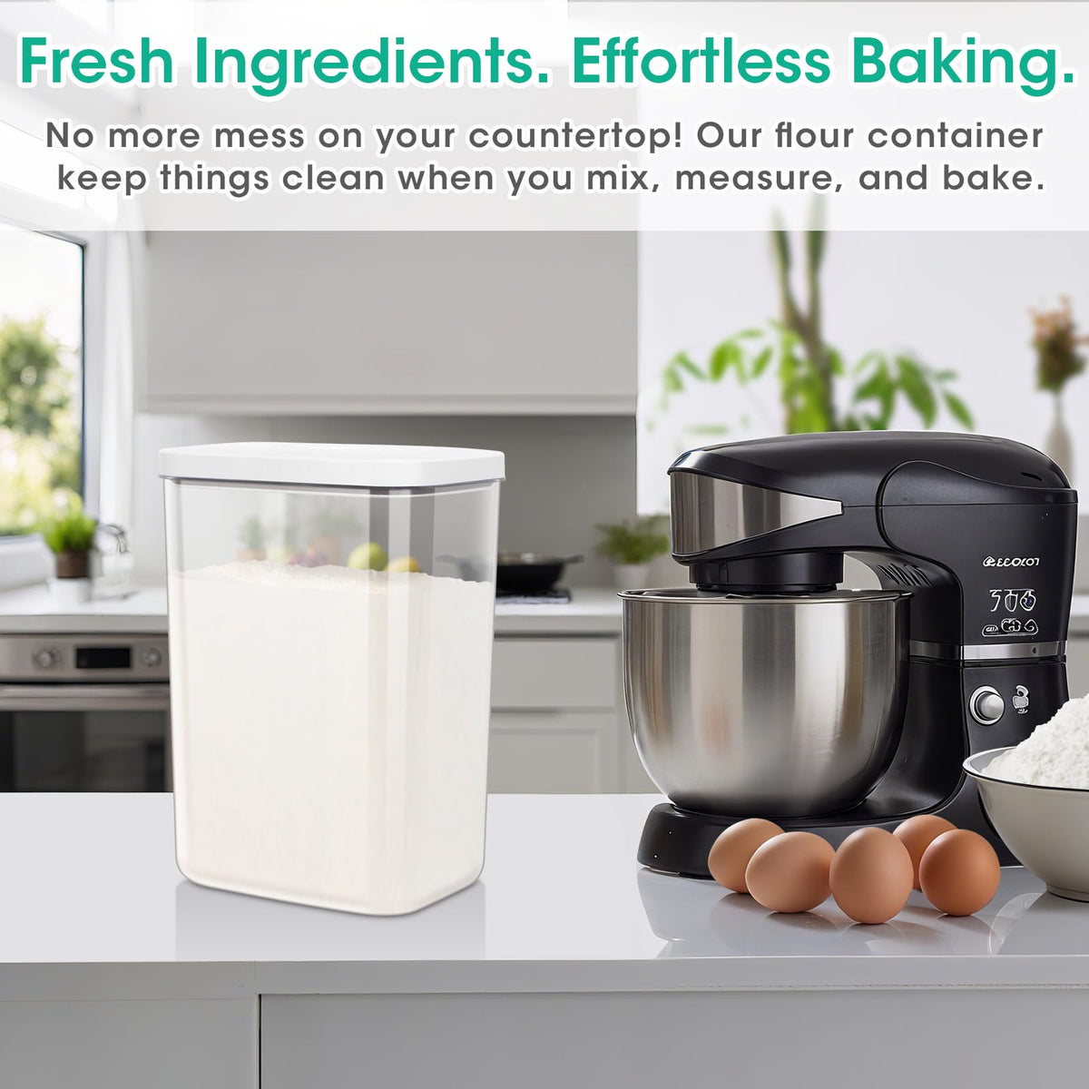 TBMax airtight container for flour or cereal keeps ingredients fresh.