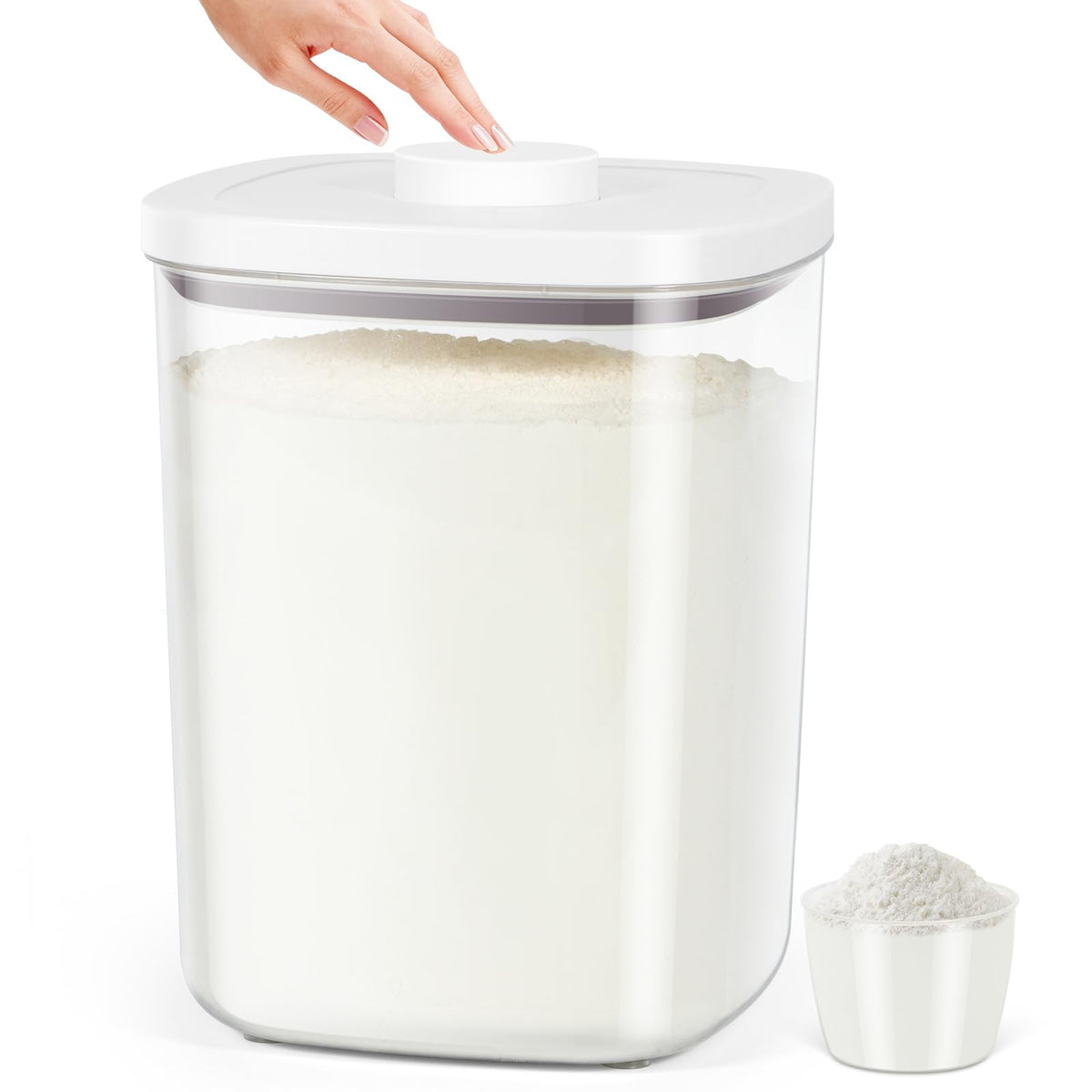TBMAXS airtight rice container with 20 lb capacity for pantry organization.