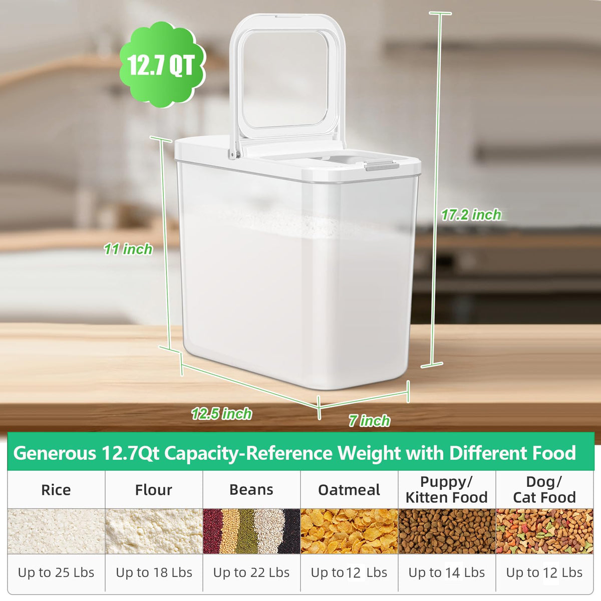 TBMAXS pop-up lid in action enables easy scooping with less mess.