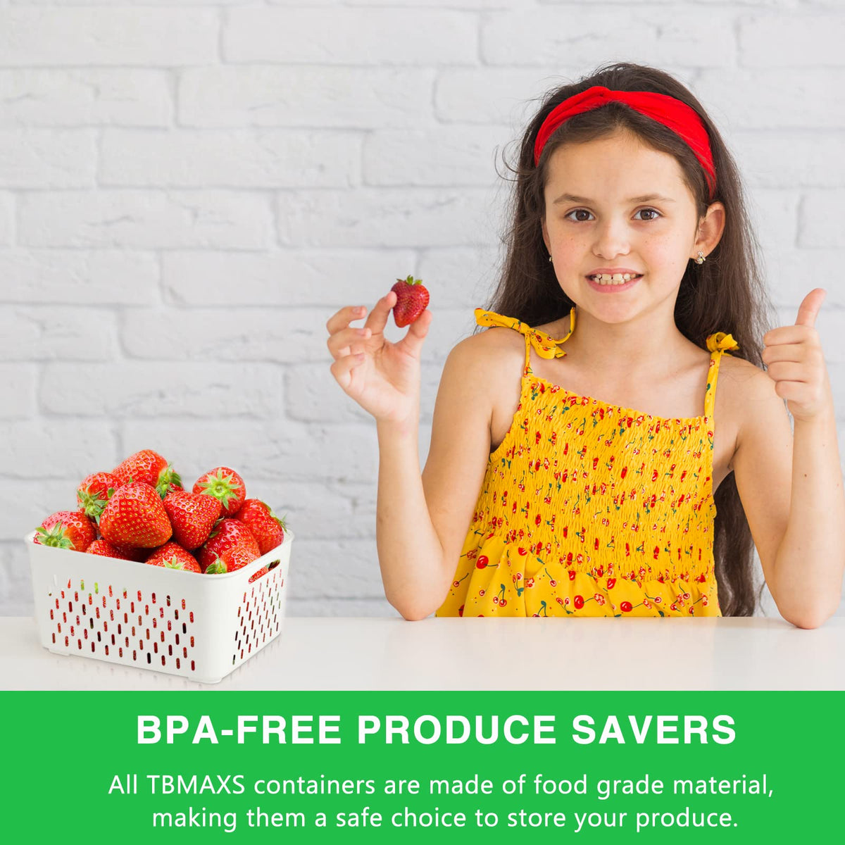 TBMAXS removable basket drains moisture to keep produce dry and fresh.