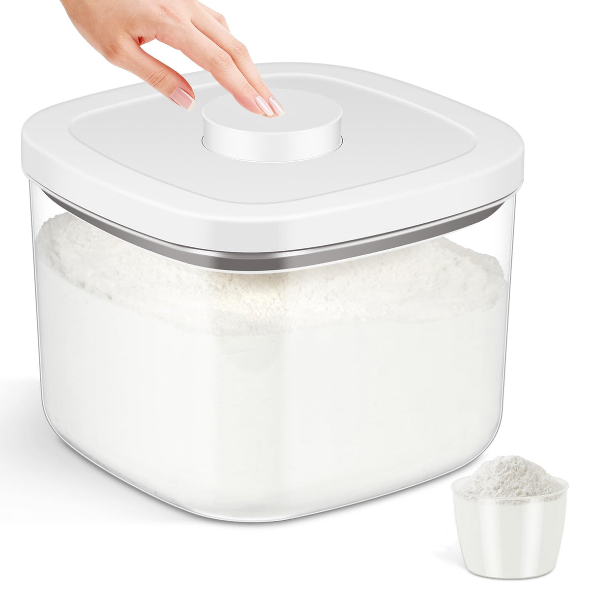 TBMAXS airtight lid rice container with crystal-clear body for easy visibility.