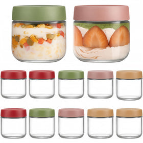TBWIND 12-pack overnight oats jars with airtight lids showing secure seals for freshness