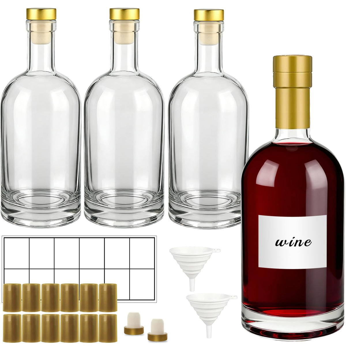 TBWIND 750ml clear glass bottle with cork for airtight storage and presentation.