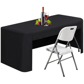 TC LUDUAN 24x48 inch fitted open-back tablecloth in black for a clean, professional setup.