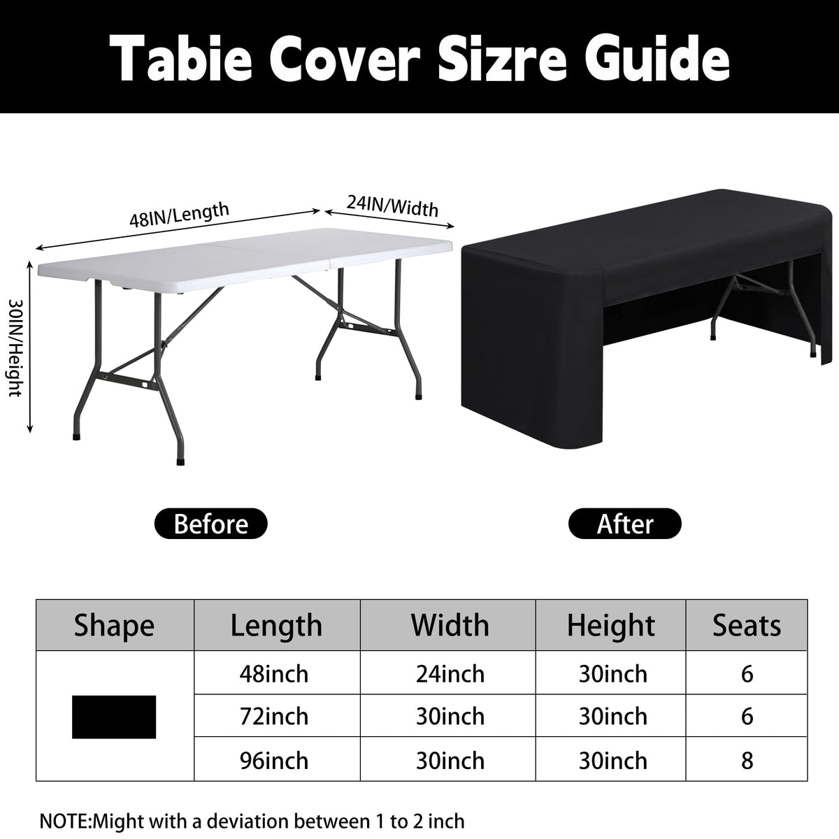 TC LUDUAN tablecloth placed on a standard 4 ft folding table for quick staging.