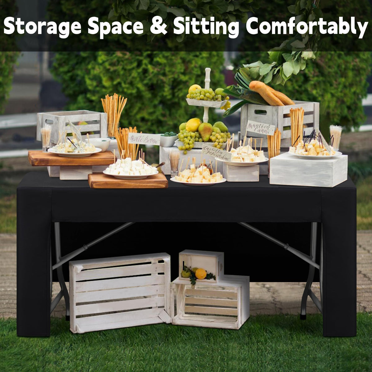 Open-back design allows convenient storage beneath the table during setup.
