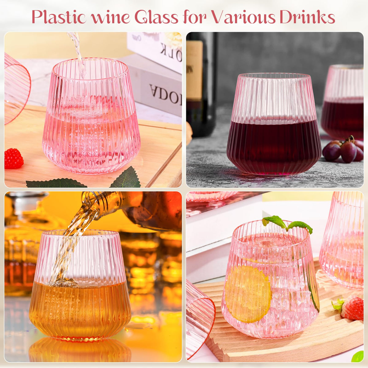 Tchrules 14oz capacity suits wine, cocktails, and desserts.