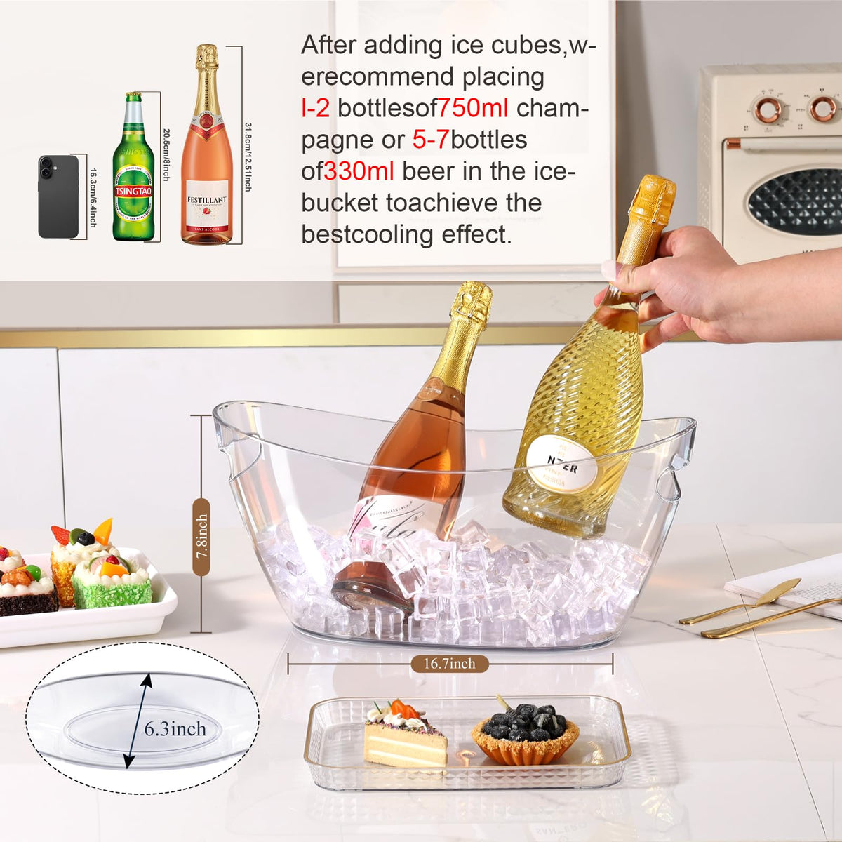 Tchrules ice bucket 2-pack durable thick acrylic resists cracks.