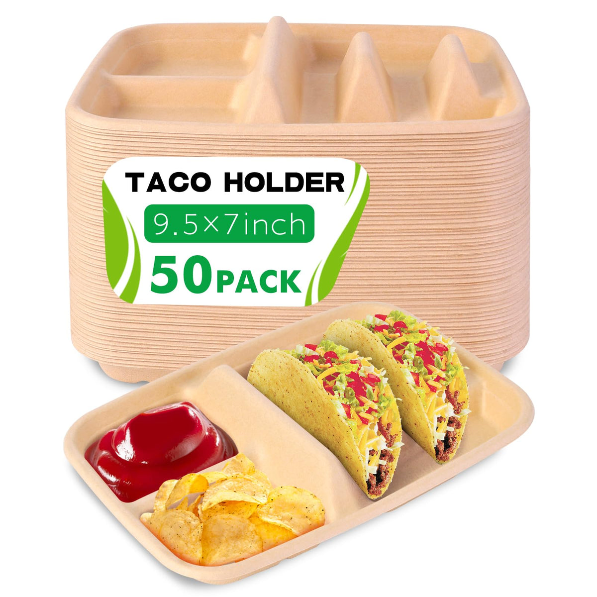 tchrules taco plates 50pcs with two compartments for tidy serving