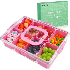 TCHZA Snackle Box with lid and handle for portable snack platters.