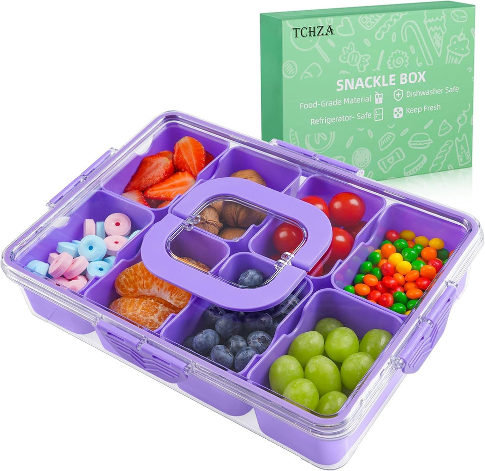 TCHZA Snackle Box container with lid and handle for easy transport