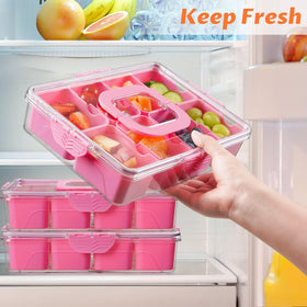TCHZA Snackle Box pink container for on-the-go lunch ideas.