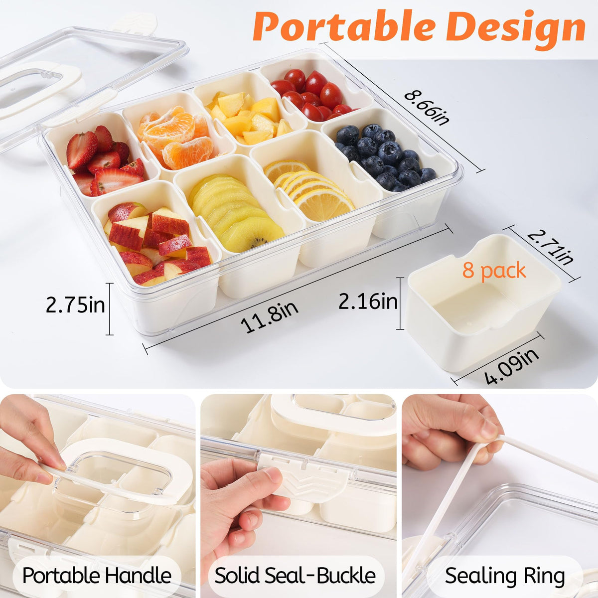 TCHZA Snackle Box divided-tray showcases eight compartments for various snacks.