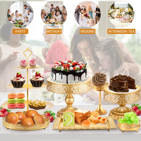 Tcomhk Christmas party dessert stand gold enhances holiday table styling