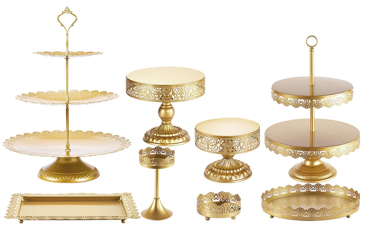 Tcomhk cake stand set 8-pcs elevates dessert presentations for weddings and parties