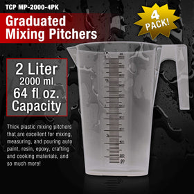 Close-up of graduations on a TCP Global pitcher for accurate readings.