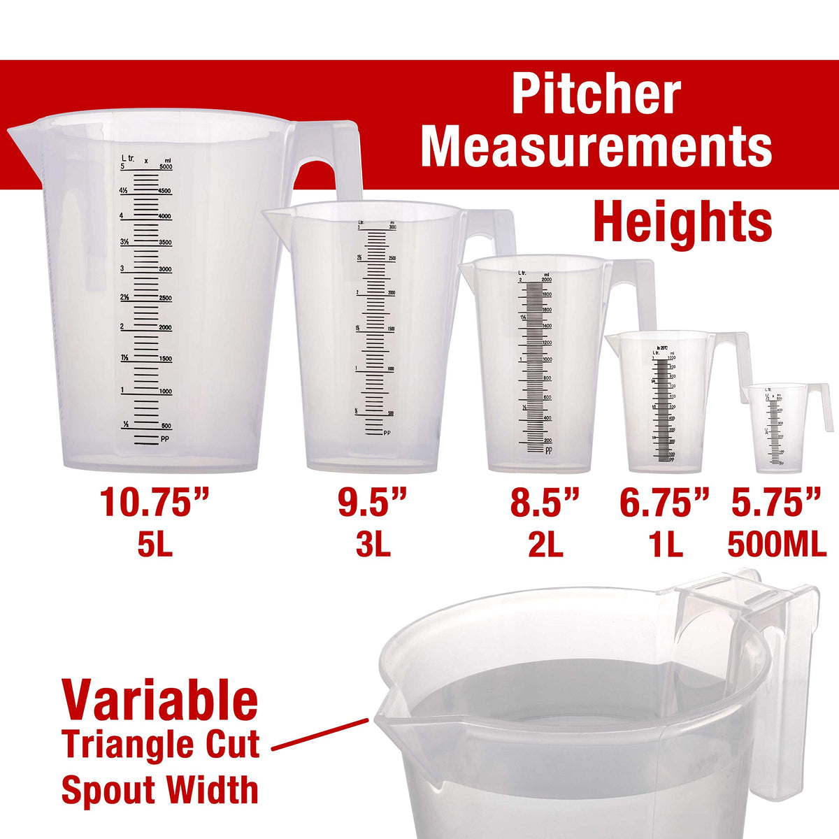 TCP Global 3000ml pitcher with spill-resistant spout for paints and epoxies