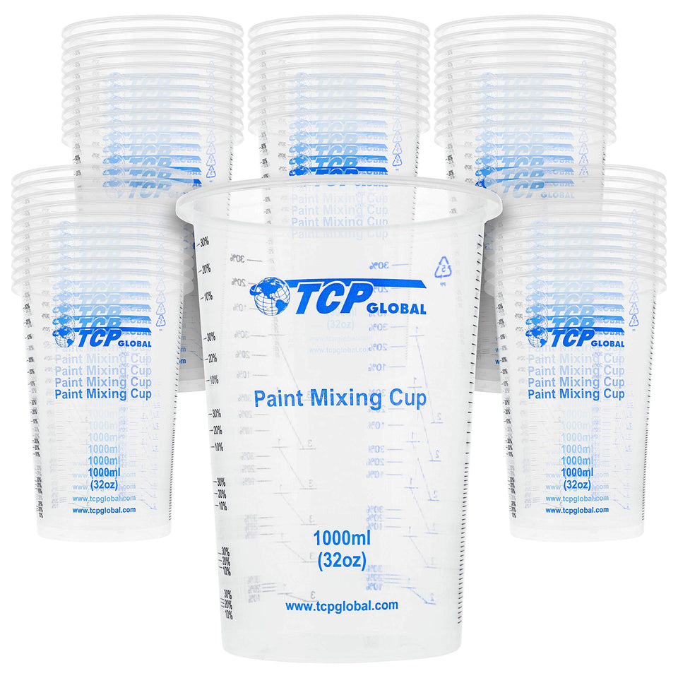 TCP Global 32oz mixing cups cup-pour for precise pours and easy cleanup in art projects.