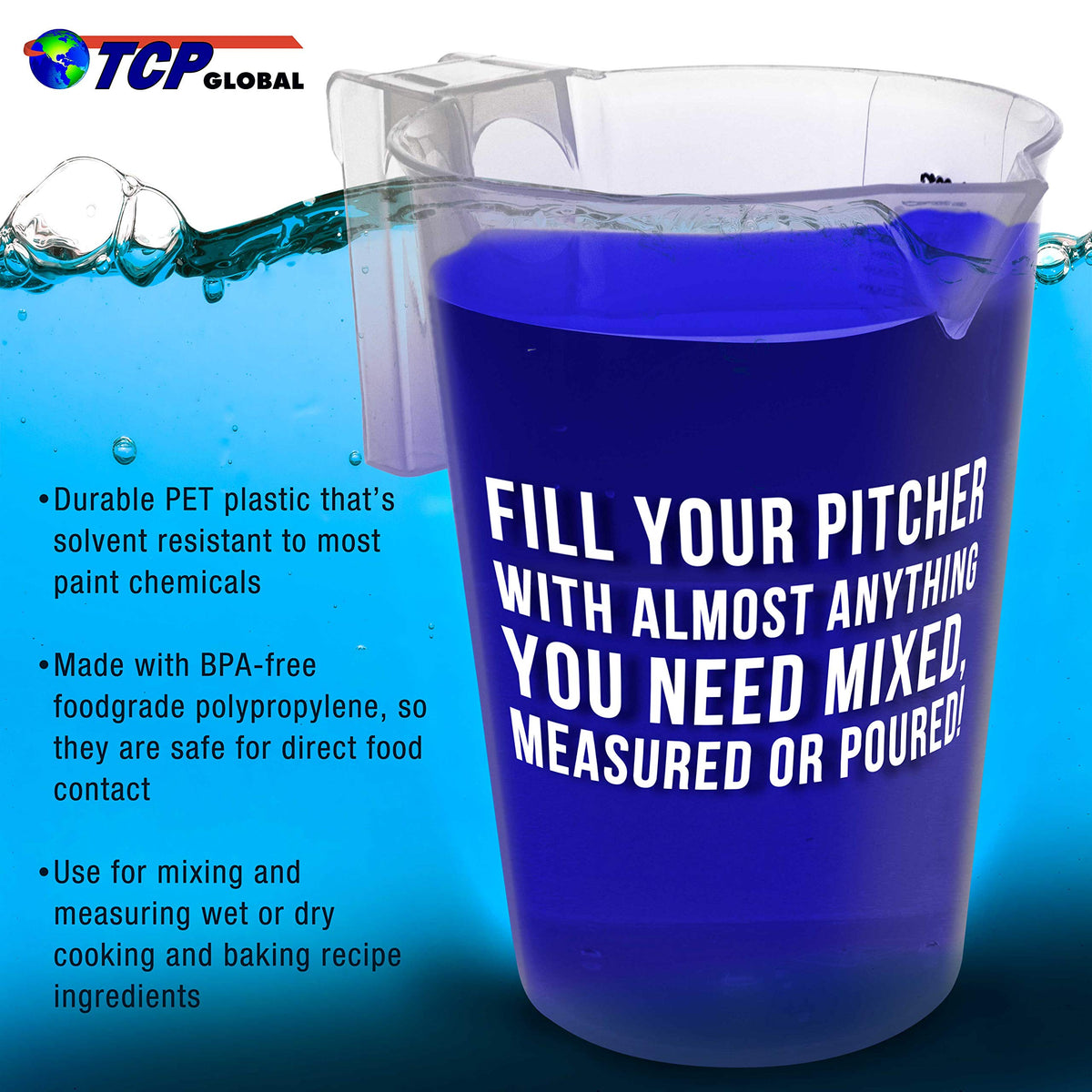 TCP Global 5000ml BPA-free plastic pitcher for large batches