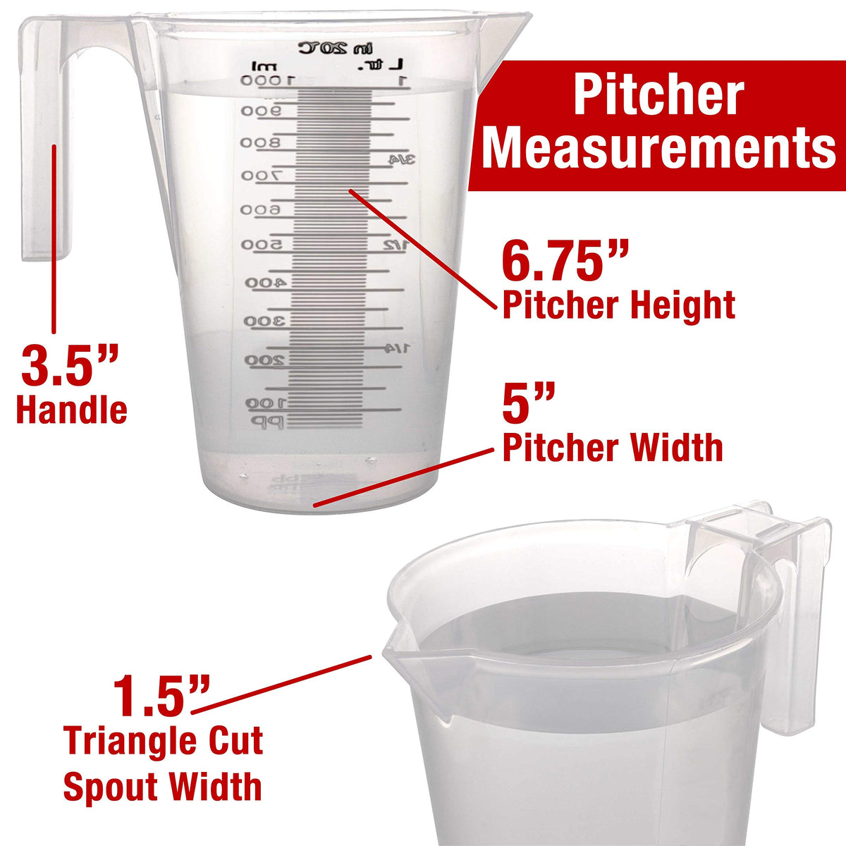 TCP Global BPA-free PET pitcher safe for food contact and recipes.